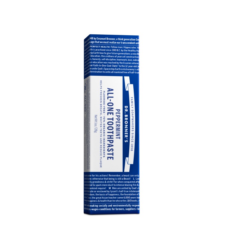 DR. BRONNER’S ekologiška dantų pasta Peppermint, 28 g (Travel size)