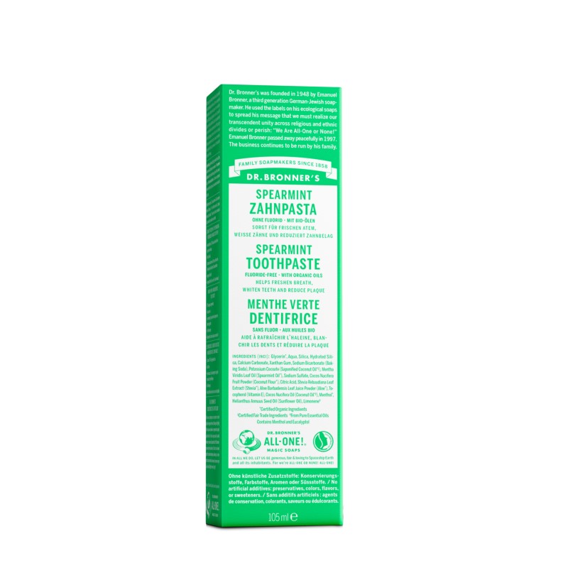 DR. BRONNER'S ekologiška dantų pasta SPEARMINT, 140 gr