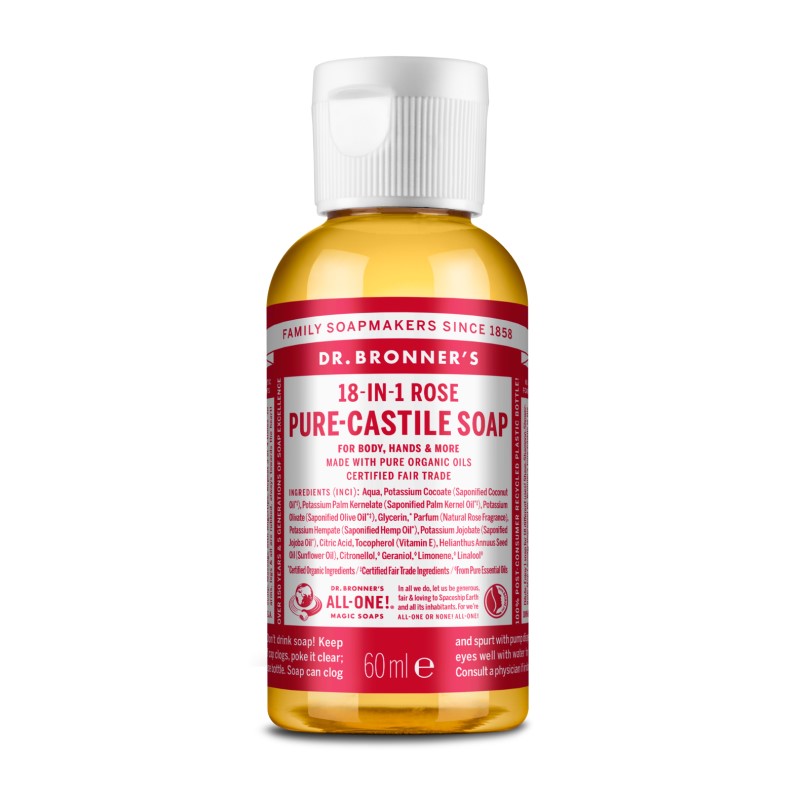Dr. Bronner's skystas muilas 18-in-1 Rose, 60 ml