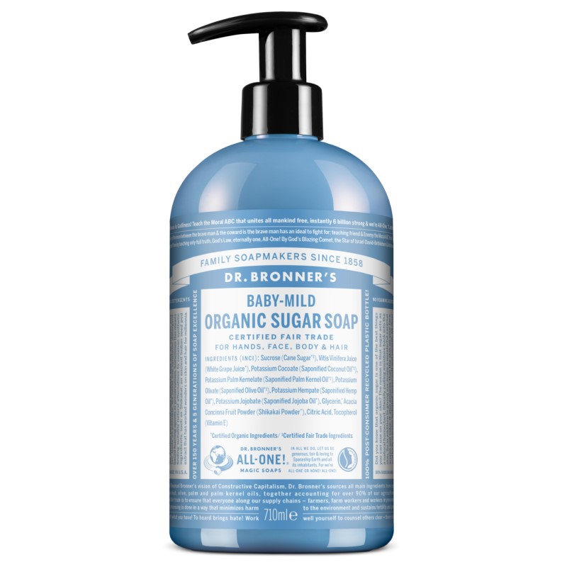 Drėkinantis cukraus muilas Dr. Bronners Baby-Mild, 710 ml