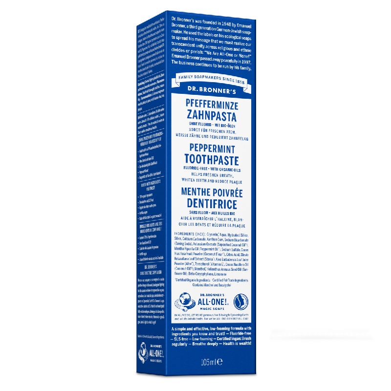 Ekologiška Dr. Bronner's dantų pasta Peppermint.